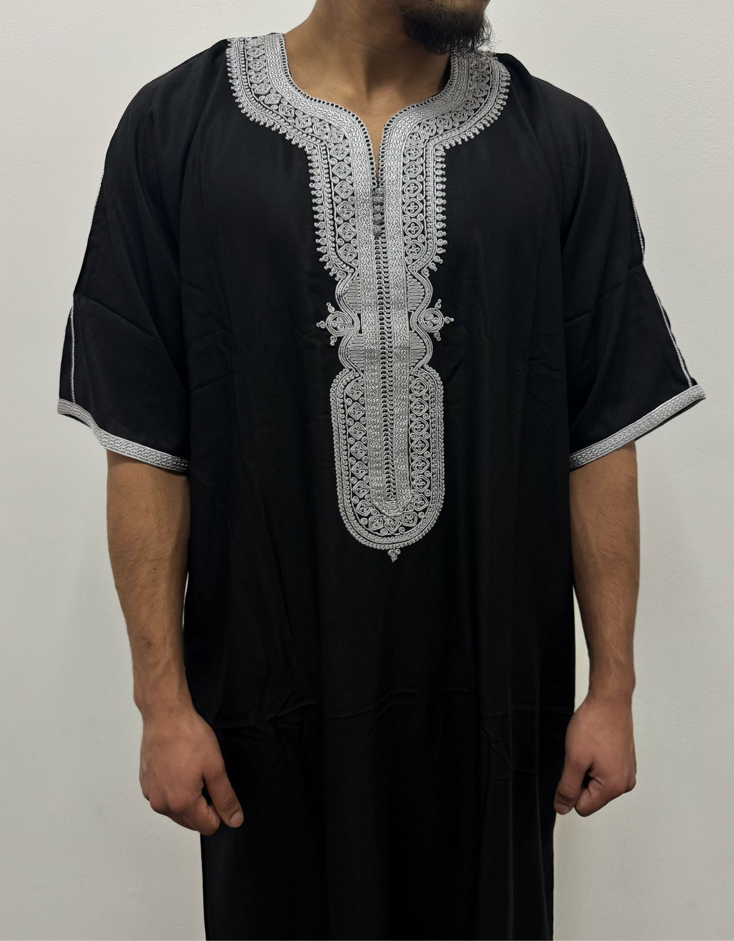 Premium Black & Silver Morrocan Thobe